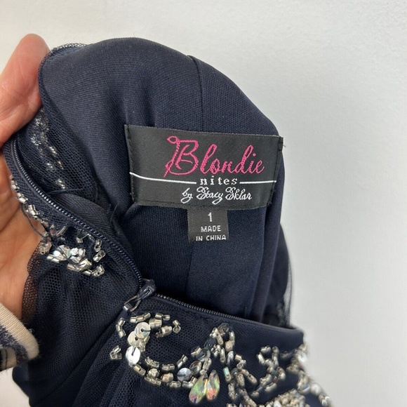 BLONDIE NITES Sz 1 Womens Navy Evening Party Ball Gown Prom Bridesmaid Long NEW - Picture 12 of 12